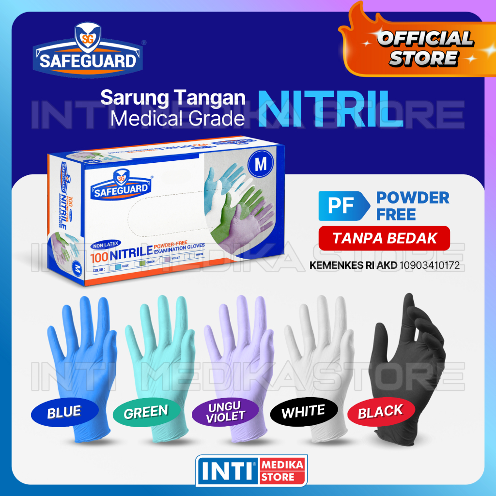 Jual SAFEGUARD - Sarung Tangan Nitril POWDER FREE Tanpa Tepung Black ...