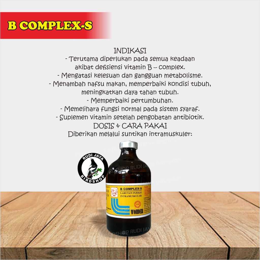 Jual VITAMIN B COMPLEX-S SUPER INJEKSI WONDER VITAMIN B KOMPLEKS HEWAN ...