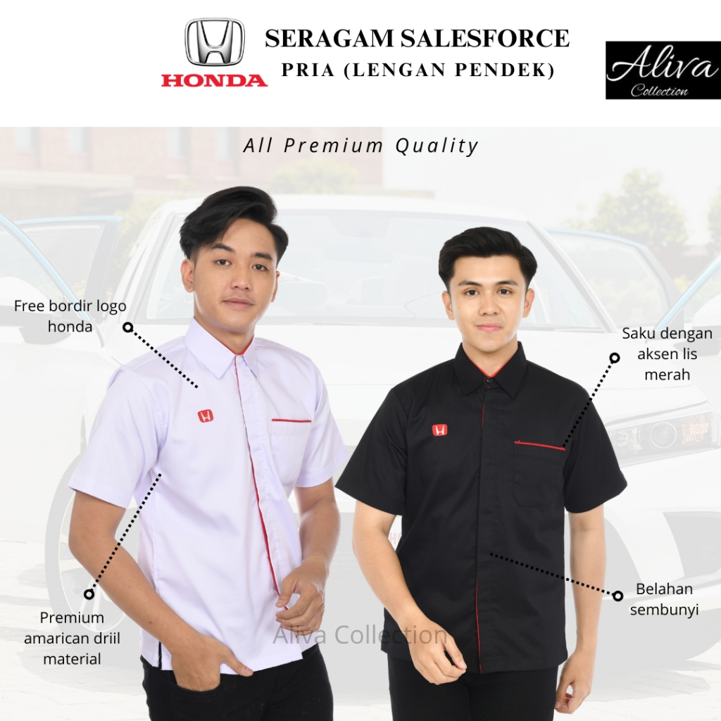 Jual Seragam Kemeja Pria Wanita Sales Honda Lengan Pendek/Baju Honda ...
