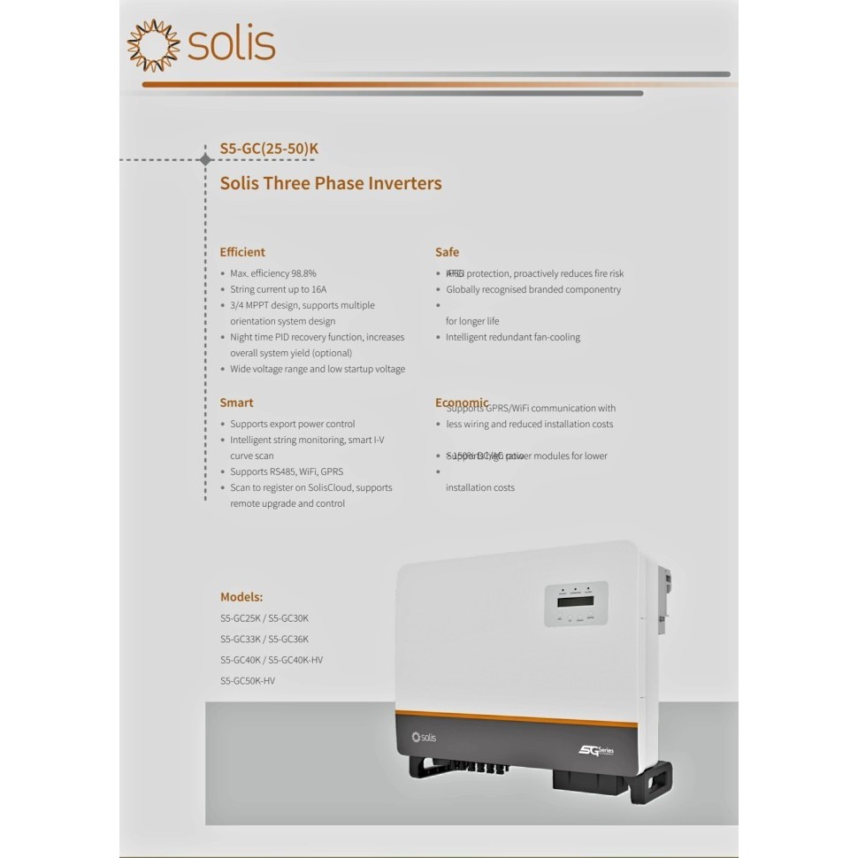 Jual Solis S5-GC30K Ongrid Gridtie 30 KW 3 Phase Three MPPT Inverter ...