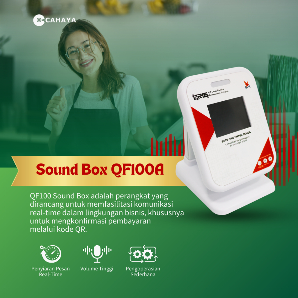 Jual Soundbox QF100-Cahaya-dengan Transaksi QRIS Mudah juga Lebih aman ...