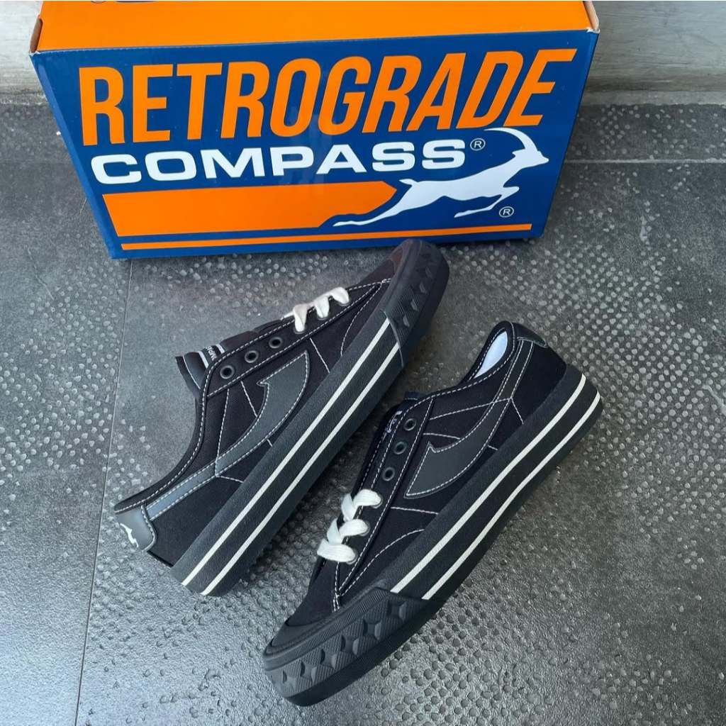 Jual TERBATAS!! Sepatu Compass Retrograde Low Double Black | Shopee ...