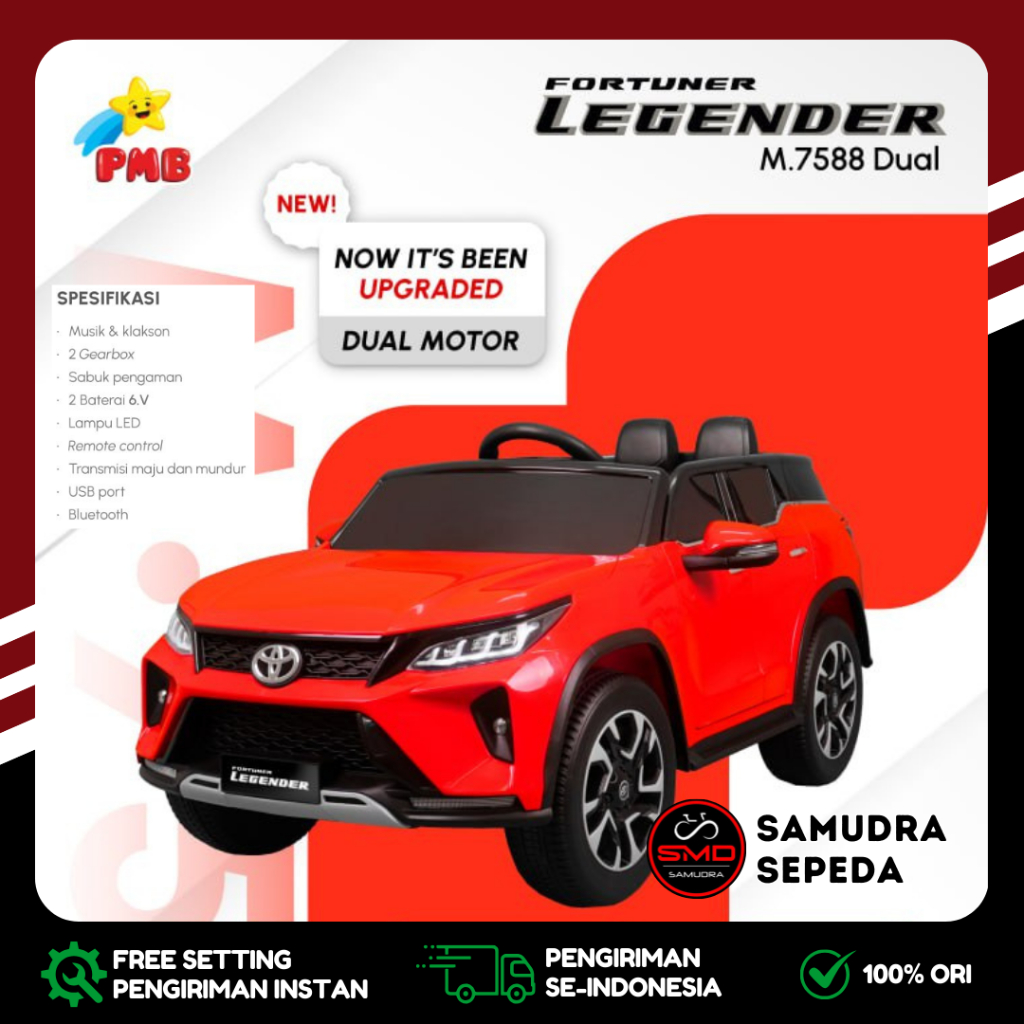 Jual Mobil Aki Mainan Anak Cas Remot PMB 7588 Fortuner 12V // PMB M ...
