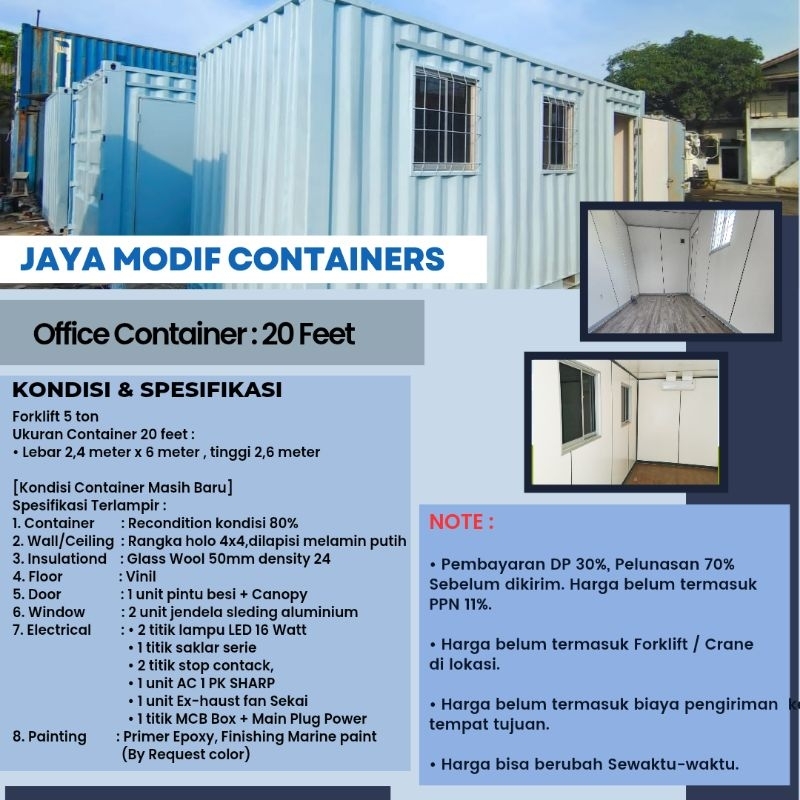 Jual Container Office 20 Feet (Jual/Sewa/Modif) - 20/40Feet Office ...
