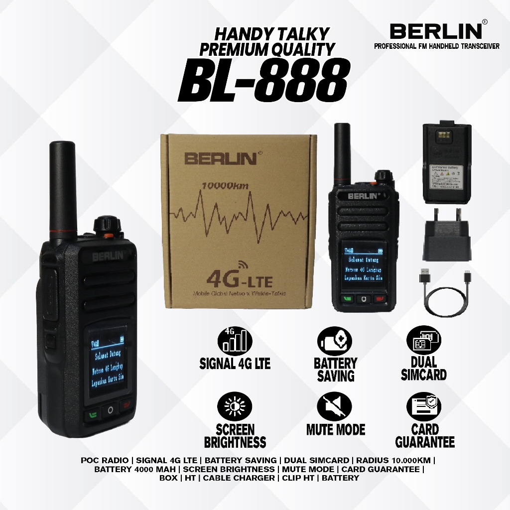 Jual HT POC 4G BERLIN BL-888 sim card mobile network walkie talkie ...