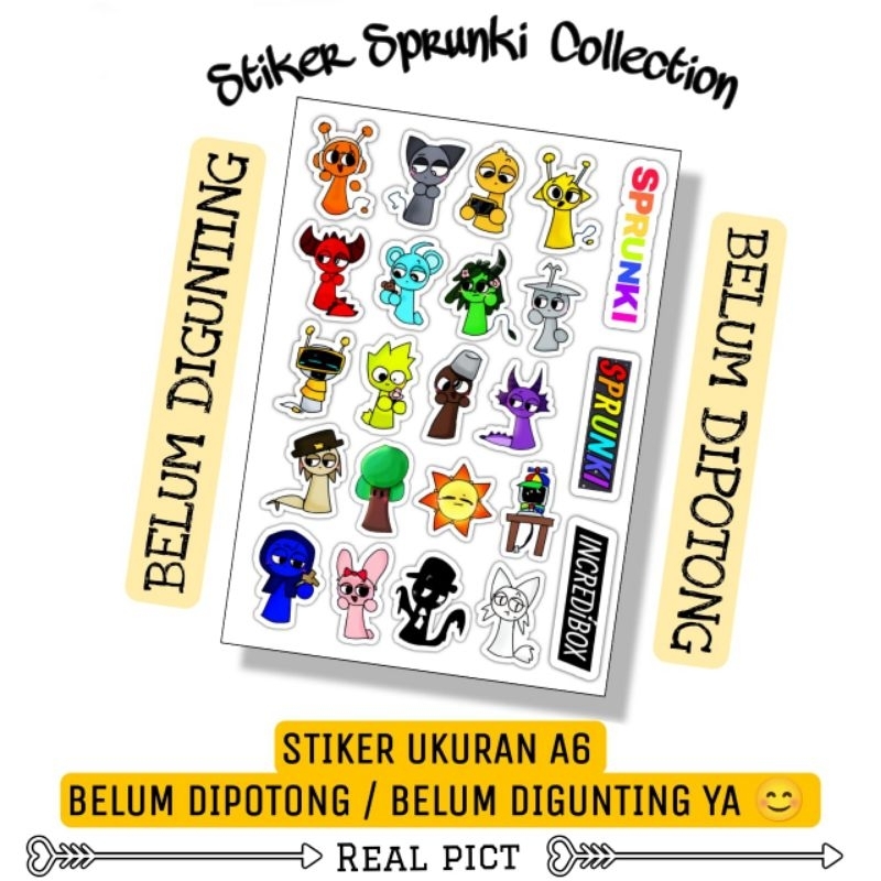 Jual STIKER SPRUNKI COLLECTION / STIKER BELUM DIPOTONG BAHAN VINYL ...