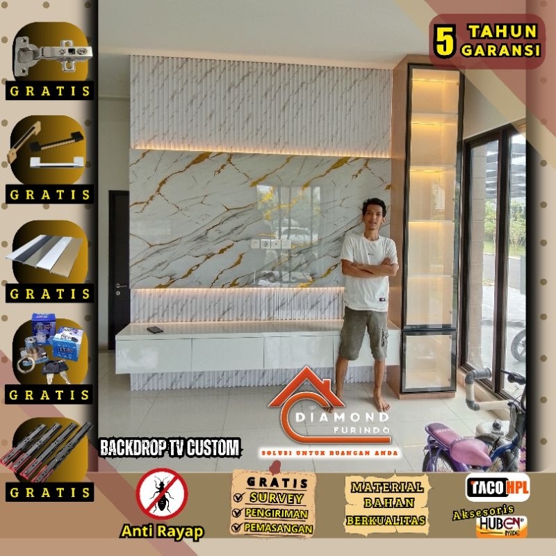 Jual BACKDROP TV Minimalist custom minimalist, Tebal bahan multiplek ...