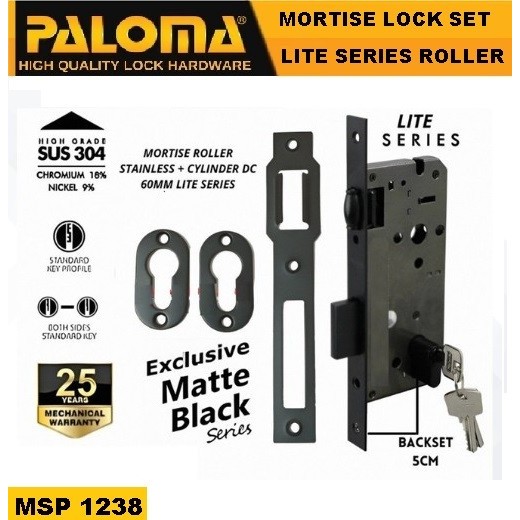 Jual PALOMA MORTISE LOCK SET MSP 1238 Body kunci cylinder 60mm Roller ...