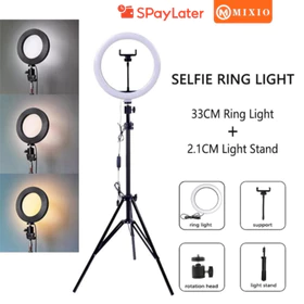 MIXIO Ring Light 33cm Light Stand Tripod 2M Selfie Livestreamer