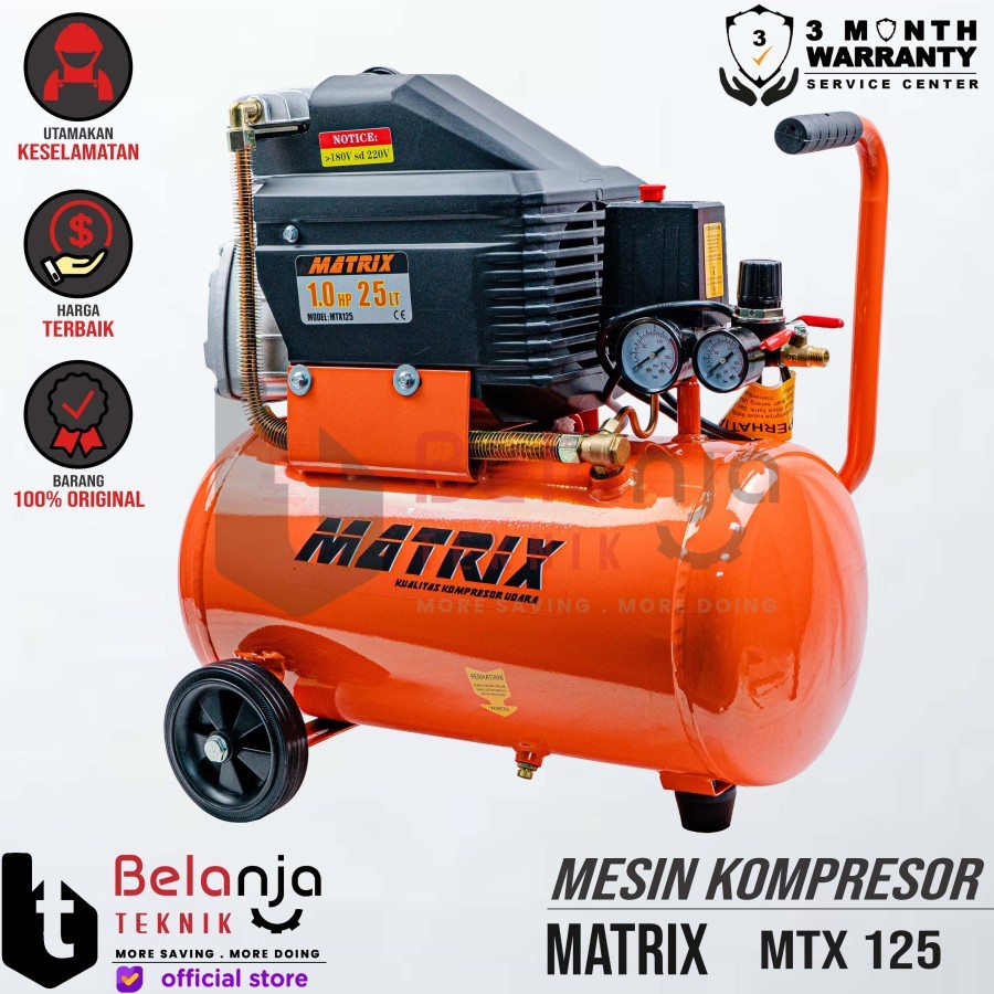 Jual Matrix Compressor Portable 1 HP 24L MTX-125 Kompressor Angin ...