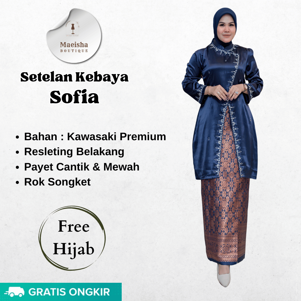 Jual Free Hijab Set Kebaya Sofia Rok Songket / Kebaya Kondangan ...