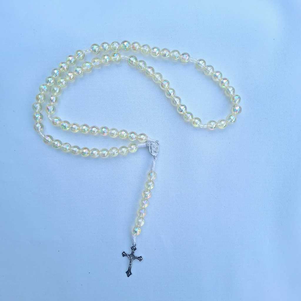 Jual Rosario 77 Bapa kami Manik Kuning Transparan Bercorak | Shopee ...