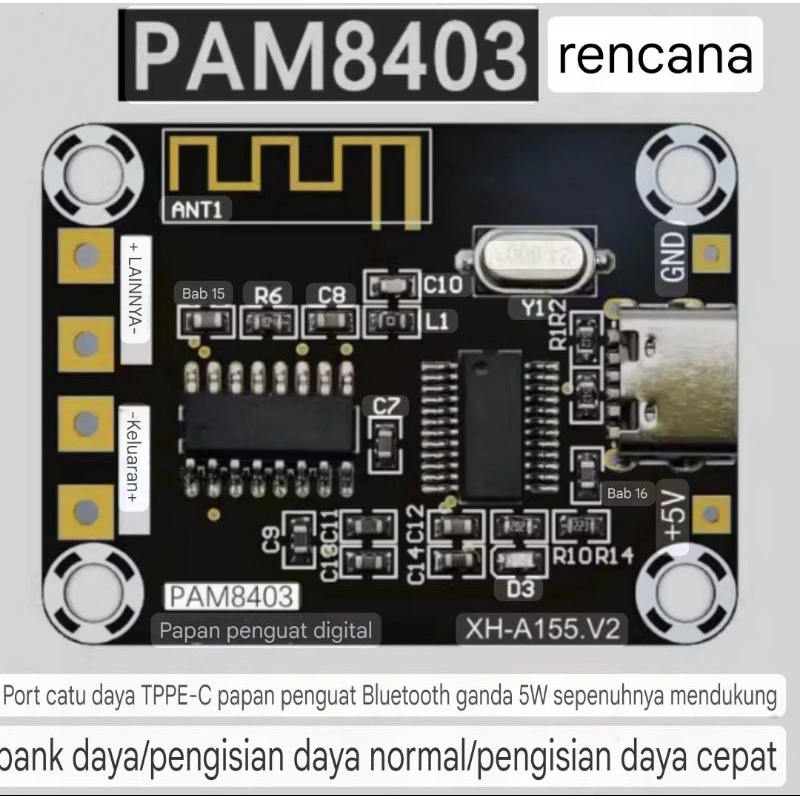 Jual XH-A155(Stereo) Mini PAM8403 Papan Amplifier Digital Bluetooth ...