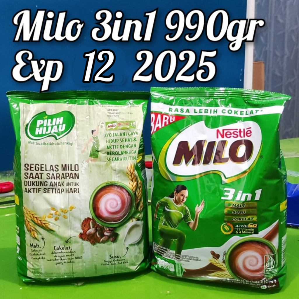 Jual Nestle Milo 3 in 1 990GRAM milo 3in1 bubuk susu cokelat 3in1 Milo ...