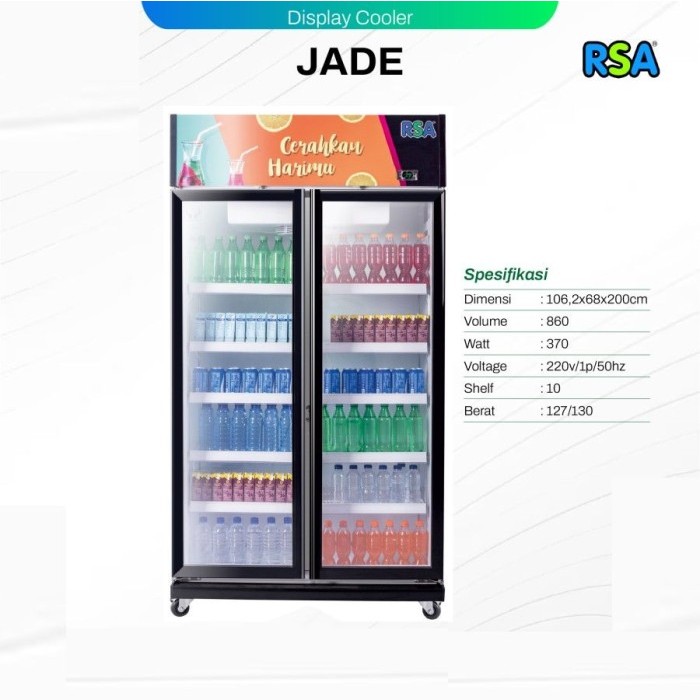 Jual RSA OPAL SHOWCASE 2 PINTU KULKAS KACA DISPLAY COOLER 800 liter ...