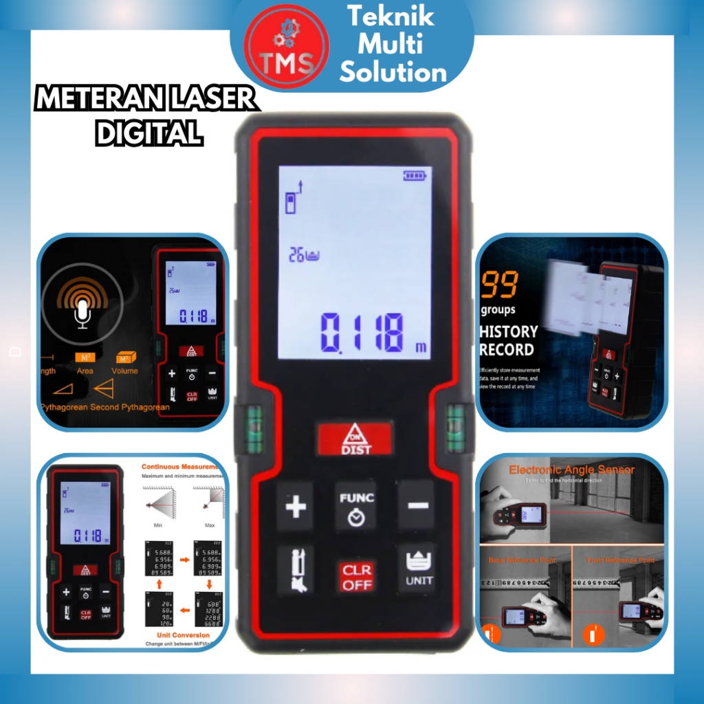 Jual Meteran Laser Digital Electronic Accuracy Ruler Infrared 40 60 80 ...
