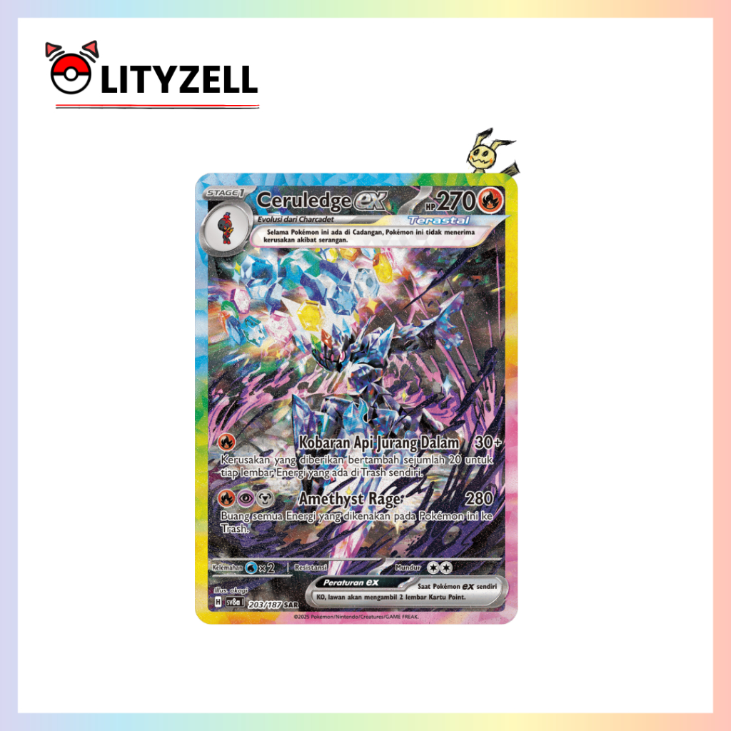 Pokemon Card Ceruledge Ex SAR & AR 203/187 - Japanese, Terastal Festival Set, Near Mint Condition 5 thumbnail image