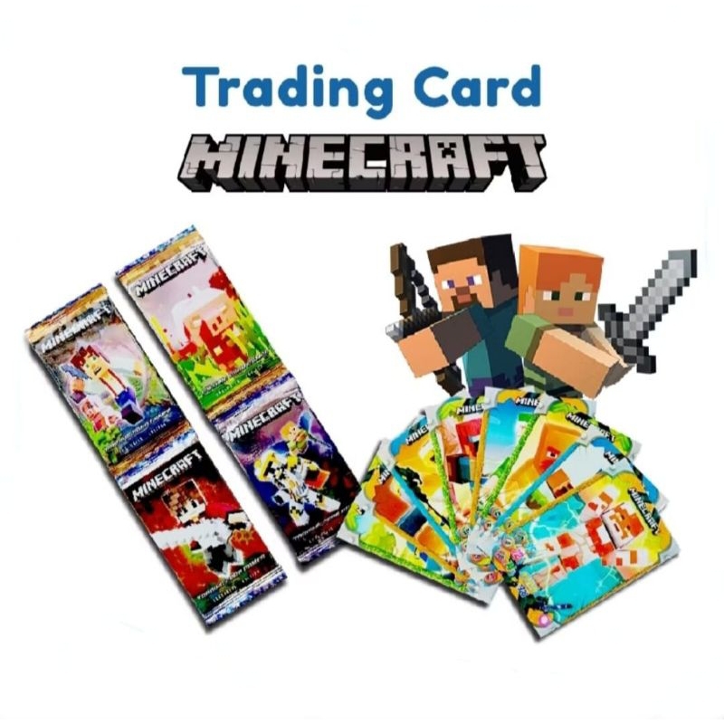 Jual Mainan anak kartu Minecraft kemasan sachet isi 10 kartu trading ...