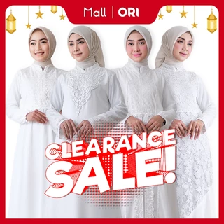 [ Clearance SALE ] Agnes Hijab Gamis Putih Baju Muslim Wanita Lebaran Haji Umroh Termurah