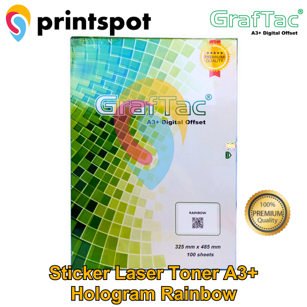 Jual Graftac Sticker Vinyl Hologram Rainbow A3+ Stiker Digital Print ...