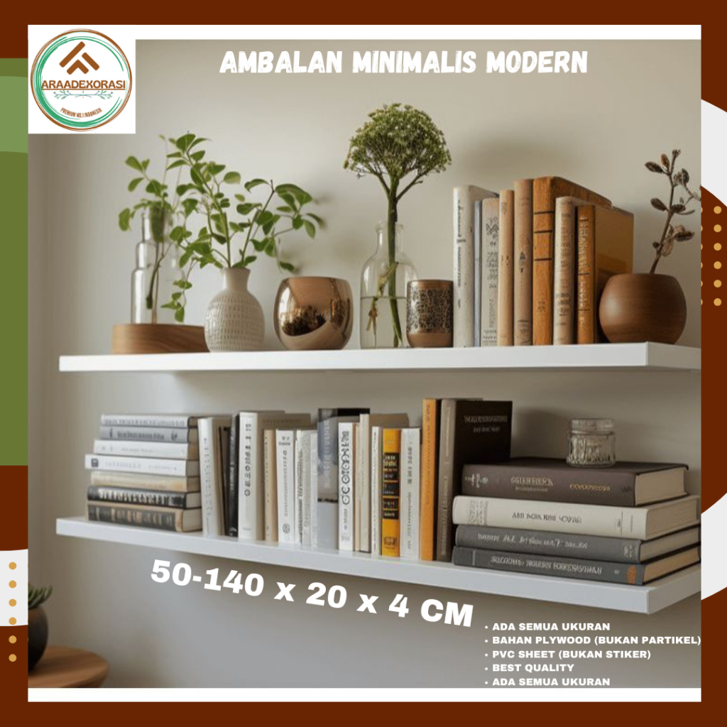 Jual rak ambalan dinding tv jumbo P. 50 - 140 cm L.20 cm T.4 cm ...
