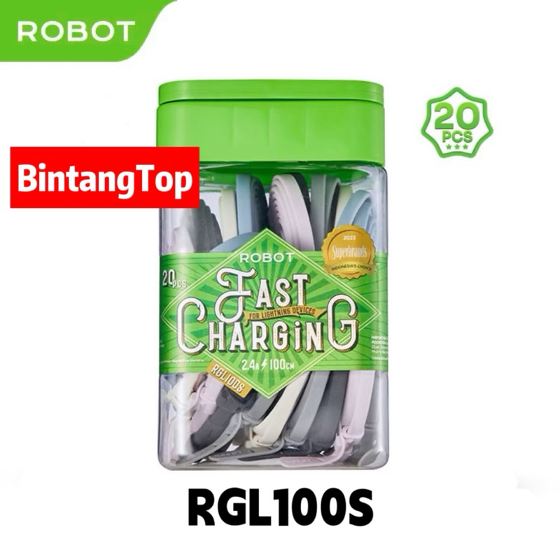 Jual Kabel data ROBOT RGL100S 2.4A / RGL100 LIGHTNING 2.1a 100cm ...