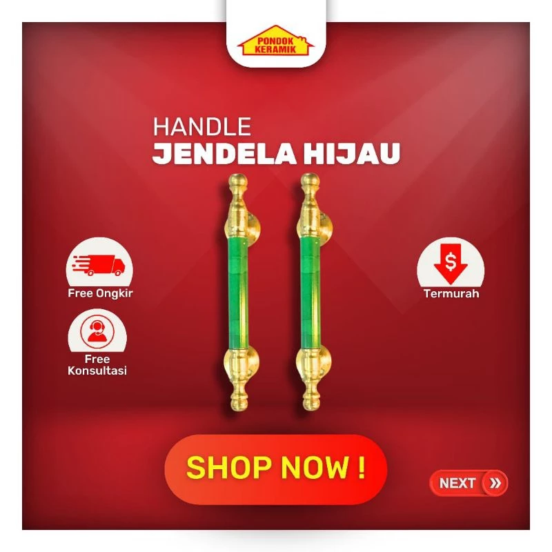 Handle Jendela Tarikan Pegangan Jendela / Tarikan Laci Warna Gold Hijau