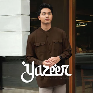 CUTOFF Yazeer Collarless Shirt Kemeja Koko Cotton Rami Formal Basic Polos Pria Lengan Panjang