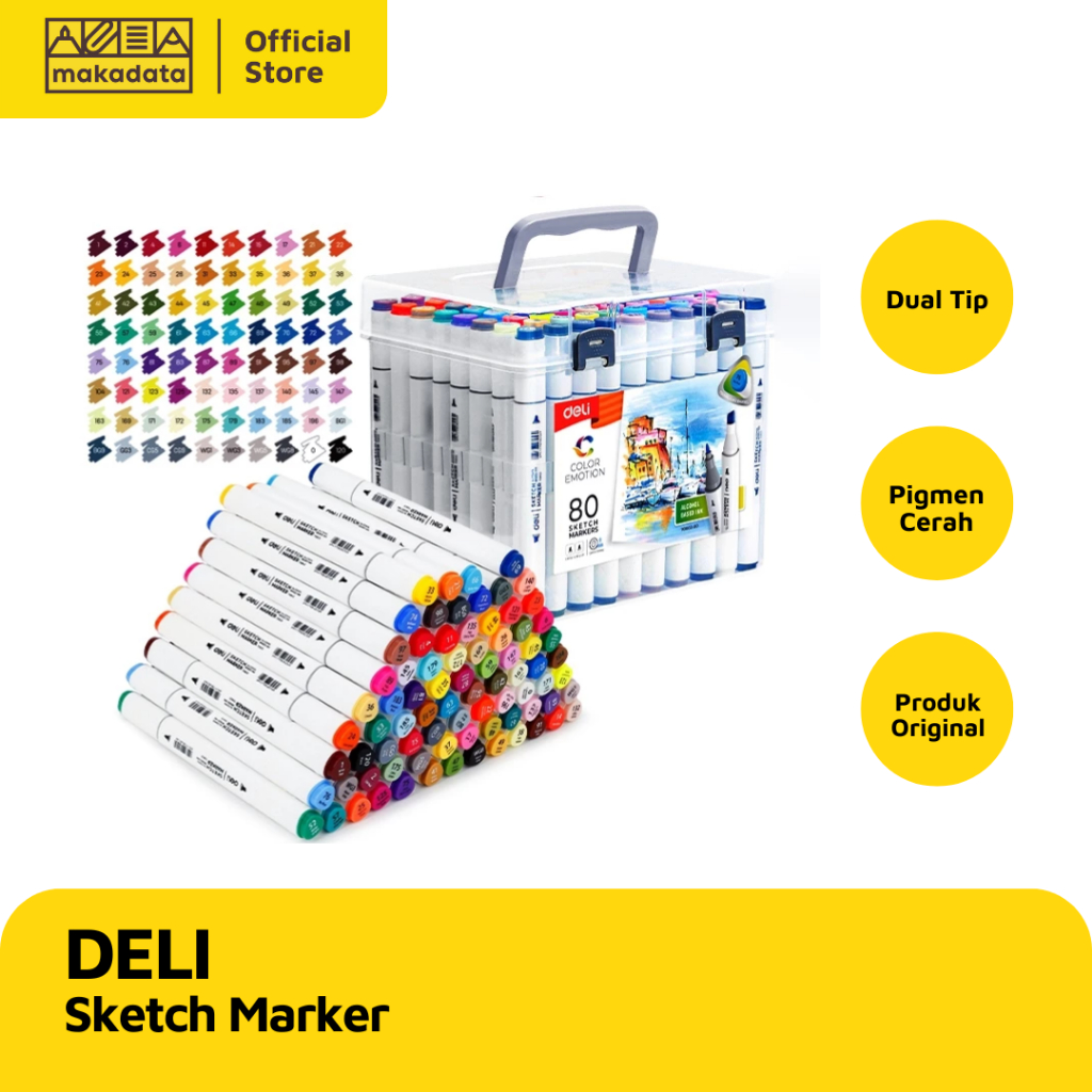 Jual SPIDOL SKETSA/ SKETCH MARKER DELI DUAL TIP 70803A (1 PCS) MURAH ...