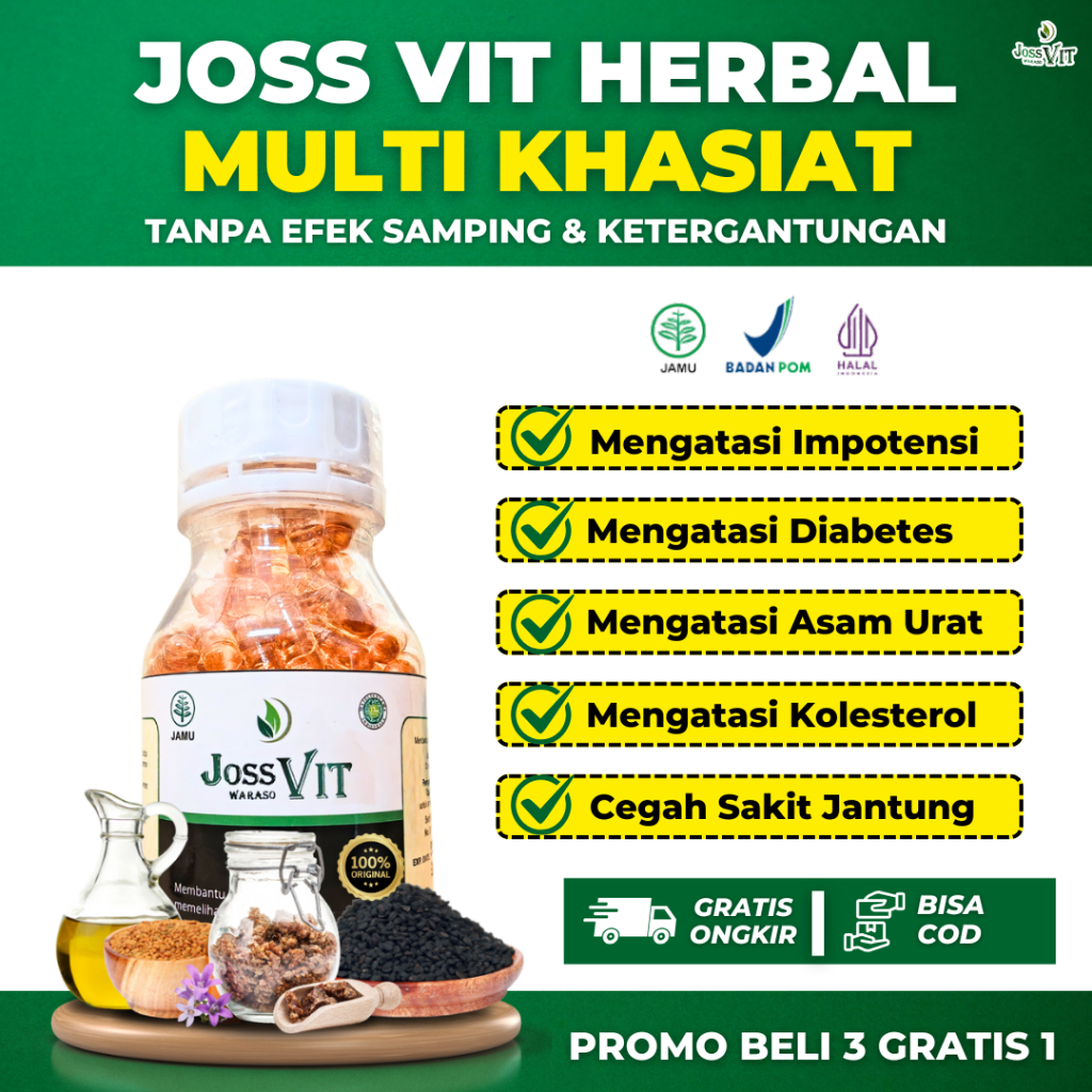 Joss Vit Original - Herbal Alami Bantu Atasi Diabetes Impotensi Asam Urat Kolesterol & Darah Tinggi