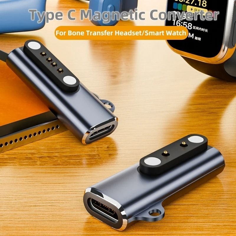 ADATTATORE CARICA USB-C MAGNETICO 4 PIN 7.62mm Per Smartwatch, Occhiali E Fitness Tracker - Ricarica Rapida 5V/1A