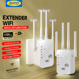 ZHYO 1200Mbps dual-band 2.4G, penguat sinyal WiFi penguat router, repeater, plug and play, 4 antena eksternal, sinyal penetrasi dinding kuat dan stabil