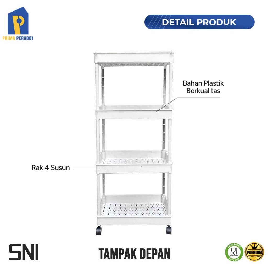 Jual BmRh Rak Roda Susun 4 Rak Troli Mini Putih Kanzai | Shopee Indonesia