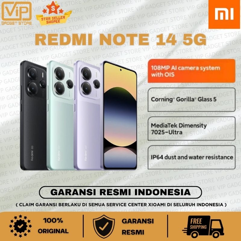 Jual Xiaomi Redmi Note 14 5G 8/256GB & 12/512GB IP64 Corning Gorilla ...