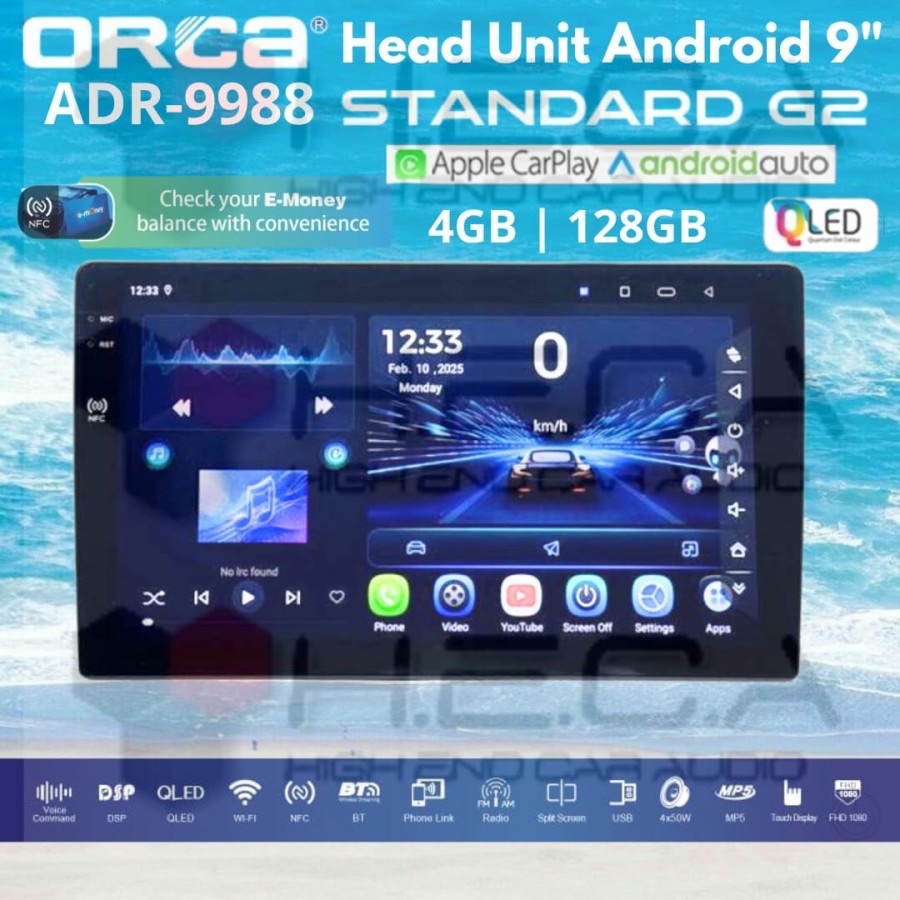 Jual ORCA Standard G2 4/128 GB 9 inch QLED NFC ADR-9988 Head Unit Mobil ...