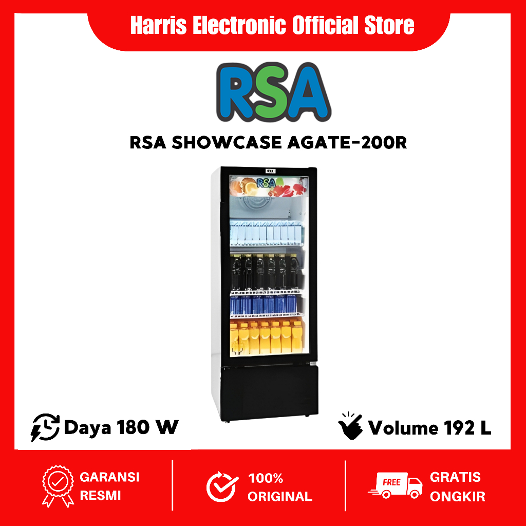 Jual SHOWCASE RSA AGATE-200 KAPASITAS 192 Liter 180 watt 3 Rak ...