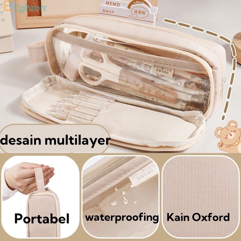 Eeghrerr Pencil Cases Large Capacity Bag Tas Pena Tempat Kotak Pensil Aesthetic - foto 1