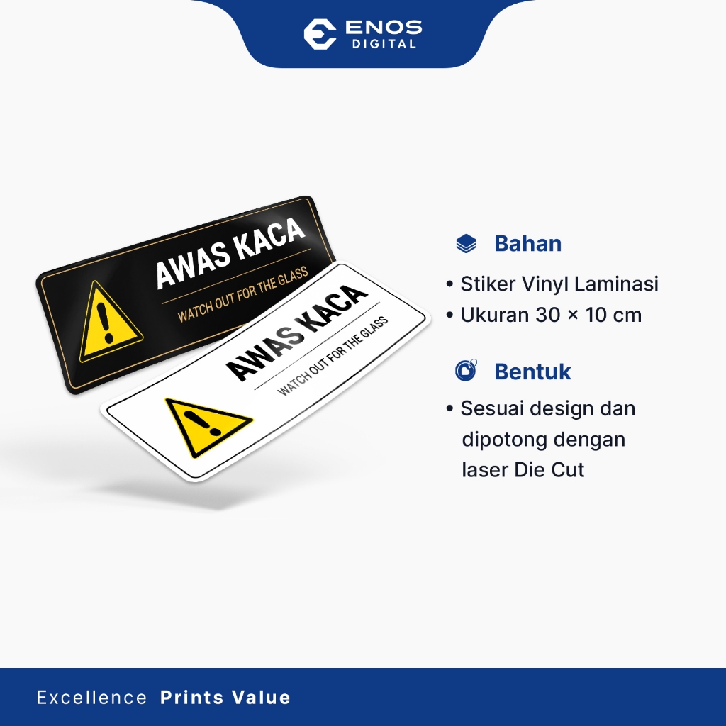 Jual Stiker Sign Label Awas Kaca Stiker Penunjuk Awas Kaca Vinyl Glossy ...