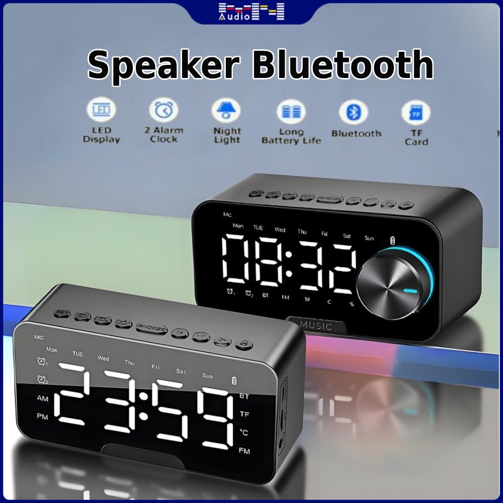 Jual (COD) Speaker Bluetooth Portable Bass Audio Jam Alarm Clock LED ...