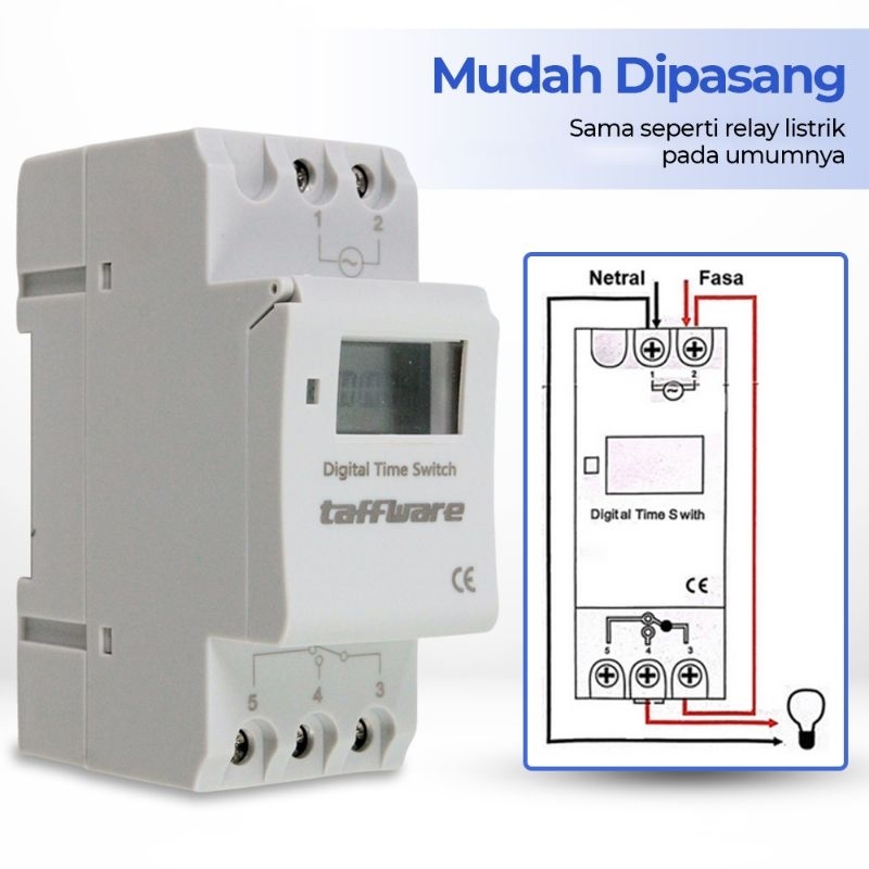 Jual Taffware Programmable Digital Timer Switch 20 Program 220V 25A(16A ...