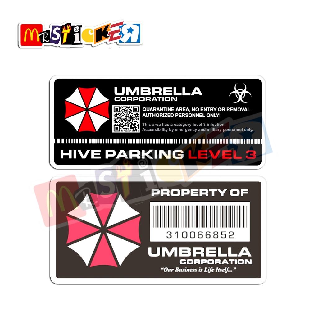 Jual sticker Property of Umbrella Corporation asset tag hive parking ...