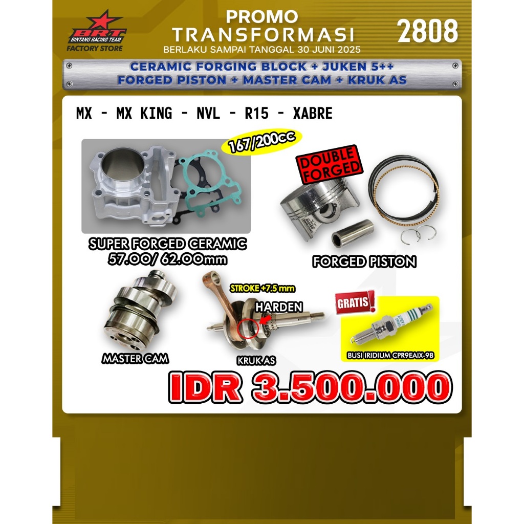 Jual PAKET BLOK PISTON MASTERCAM KRUK AS BUSI MX KING R15 XABRE BRT ...