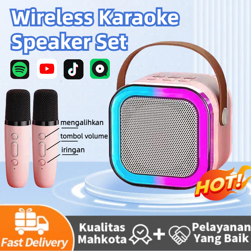 Jual [COD] Mini Speaker Bluetooth Karaoke Microphone 2pcs/Set Portable ...