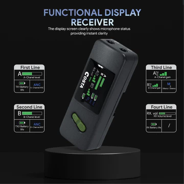COSTA Altus 2V Dual Channel Wireless Microphone Lavalier Compact Clarity Sound Mono Stereo ANC