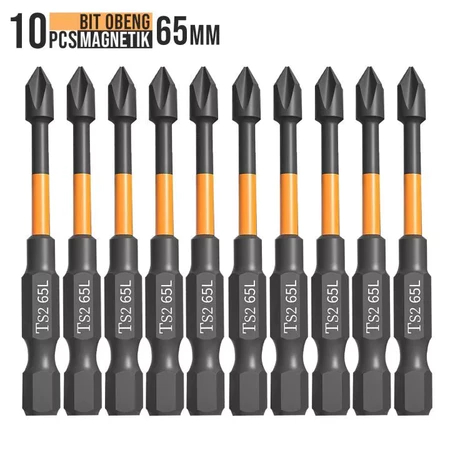 Jual Anti Slip Screwdriver Bit Set 10Pcs PH2 Magnetic 65MM Long TS2 ...
