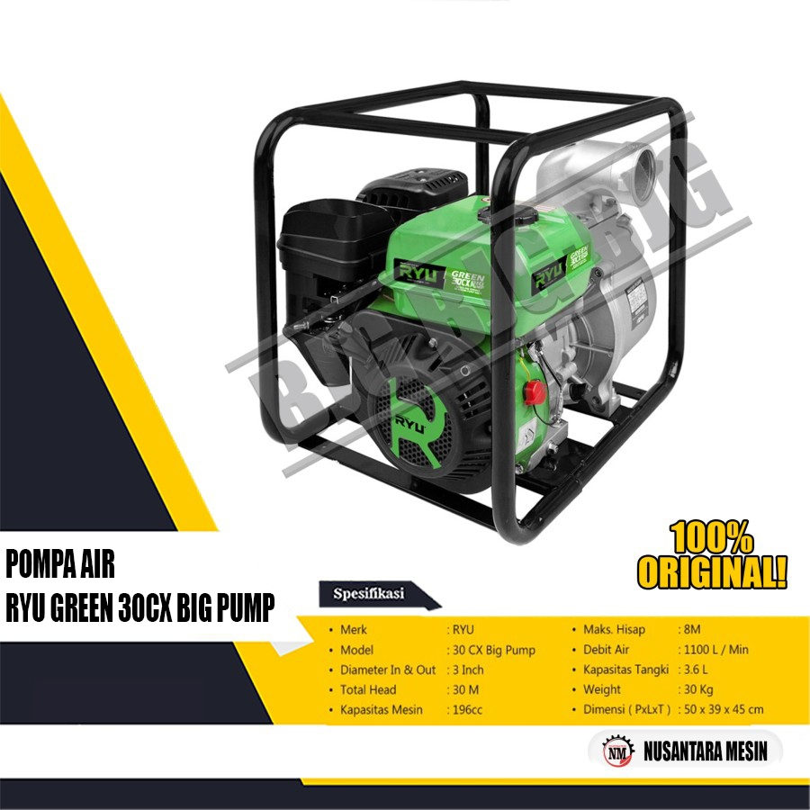 Jual MESIN POMPA AIR SAWAH / WATERPUMP RYU GREEN RYU 30 CX 3 INCH BIG ...