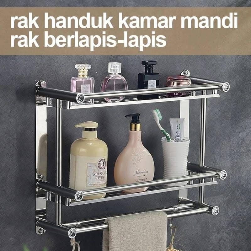 Jual RAK KAMAR MANDI 2 SAP STAINLESS STEEL ANTI KARAT | Shopee Indonesia