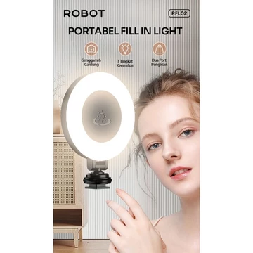 Ring Light Portabel Lampu Selfie Portabel Robot RFL02 Beuty Fill Light Three Mode And Brightness