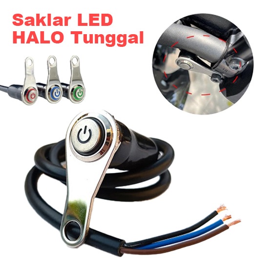 Jual Saklar Tombol LED On Off + Soket Plus Stainless Tombol on off push ...