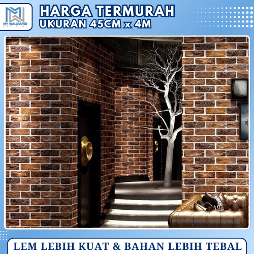 Jual Wallpaper Dinding Bata Sticker Dinding Bata Coklat Wallsticker ...